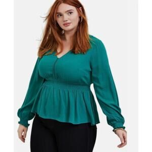 Torrid Peplum Gauze Peasant Top - Size 2 (18/20) **